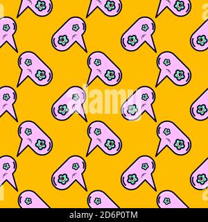Tired conversation bubble, seamless pattern on yellow background. Stock Vector