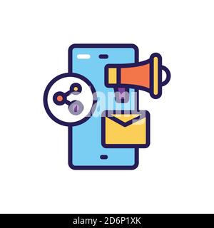 SMM promotion line color icon. Isolated vector element.  Stock Vector
