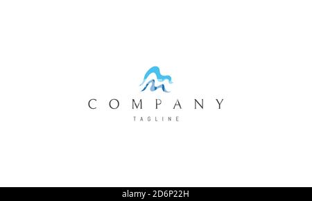 Vector logo on which an abstract image of two waves in the form of the letter M. Stock Vector