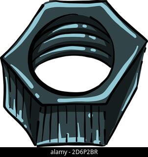 Blue screw, illustration, vector on white background Stock Vector
