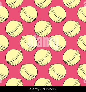 White walnut, seamless pattern on pink background. Stock Vector