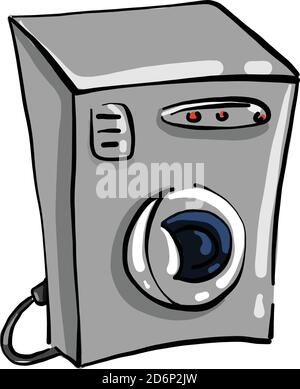 Grey washing machine, illustration, vector on white background Stock Vector