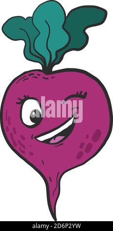 Happy beet winking, illustration, vector on white background Stock Vector