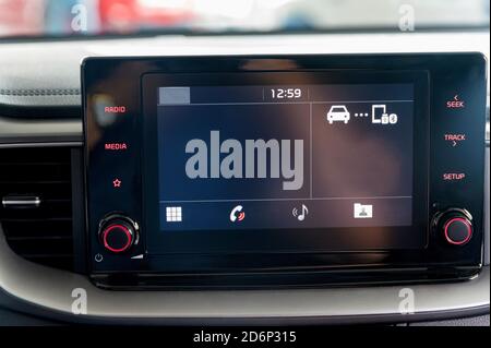 Multimedia system of a modern car. Interior concept Stock Photo