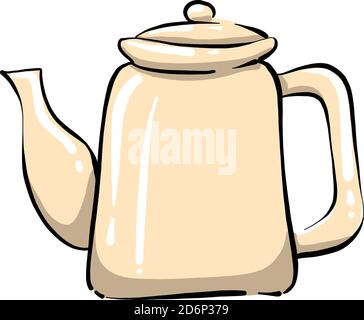 White porcelain teapot, illustration, vector on white background Stock Vector