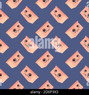 Tired heavy box, seamless pattern on dark blue background. Stock Vector