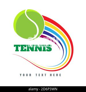 Tennis Logo or Emblem with tennis ball and trails. vector illustration. Stock Vector