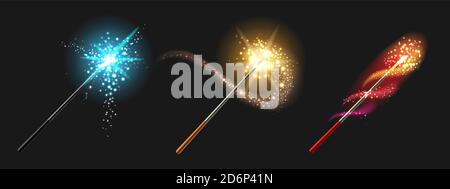 Set of Magic Wand drawn in realistic style. Vector illuistration. Stock Vector