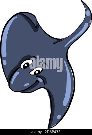 Blue stingray, illustration, vector on white background Stock Vector