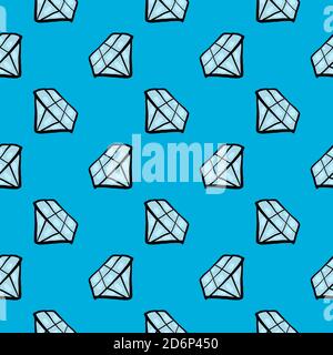 Shiny diamond,seamless pattern on white background. Stock Vector