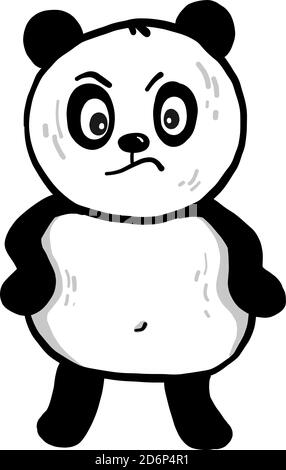 Angry panda, illustration, vector on white background. Stock Vector