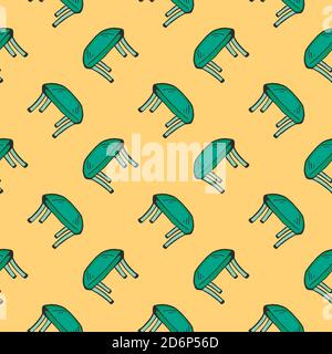 Green chairs,seamless pattern on beige background. Stock Vector