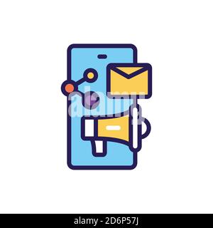 SMM promotion line color icon. Isolated vector element.  Stock Vector