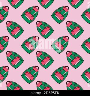 School bag,seamless pattern on pink background. Stock Vector