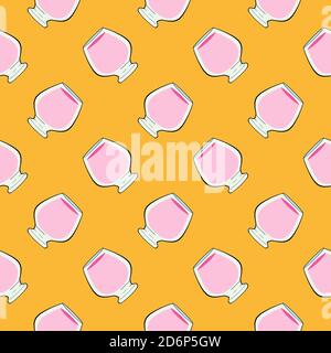 Empty glasses,seamless pattern on yellow background. Stock Vector