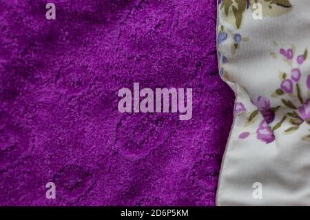 Fragment of colorful retro tapestry textile pattern with floral ornament useful as background. Floral textile or cloth Stock Photo