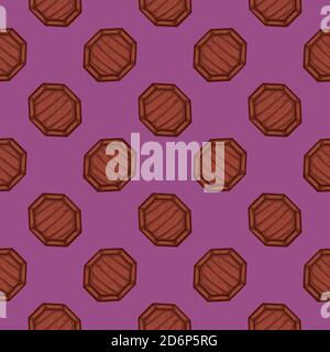 Small wooden table,seamless pattern on purple background. Stock Vector