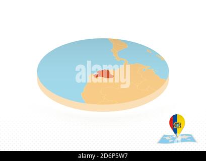 Ecuador map designed in isometric style, orange circle map of Ecuador for web, infographic and more. Stock Vector