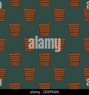 Wooden pot,seamless pattern on dark grey background. Stock Vector