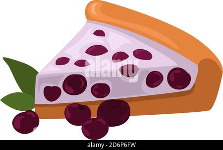 Blueberry pie, illustration, vector on white background. Stock Vector