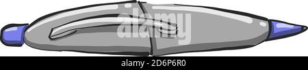 Grey pen, illustration, vector on white background. Stock Vector