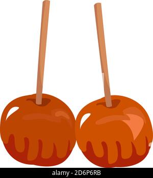 Apple in caramel, illustration, vector on white background. Stock Vector