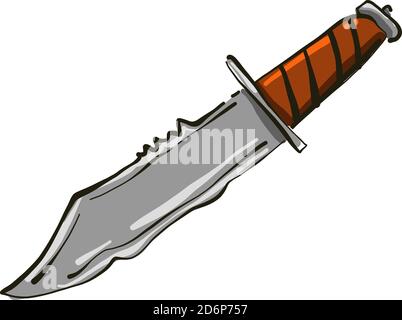 Big dagger, illustration, vector on white background. Stock Vector