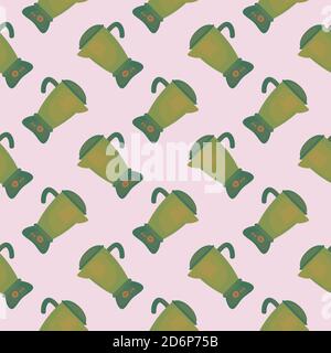 Green blender,seamless pattern on beige background. Stock Vector