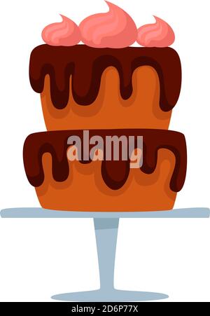 Cake on two levels, illustration, vector on white background. Stock Vector
