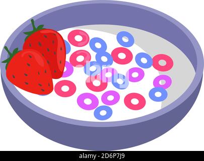 Cereal for breakfast, illustration, vector on white background. Stock Vector