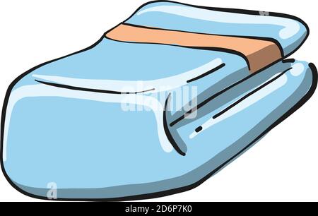 Blue towel, illustration, vector on white background. Stock Vector
