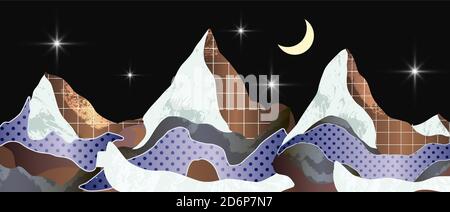 Mountain landscape with different textures. Vector. Stock Vector