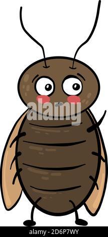 Worried cocroach, illustration, vector on white background. Stock Vector