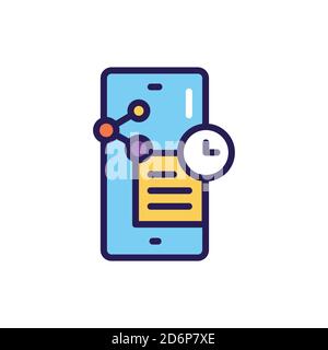 Social media tracking service line color icon. SMM promotion.  Stock Vector