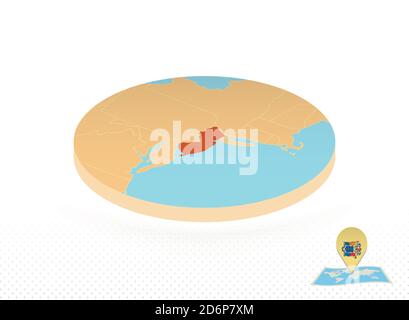 New Jersey state map designed in isometric style, orange circle map of US state New Jersey for web, infographic and more. Stock Vector