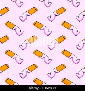 Small cigarettes,seamless pattern on light pink background. Stock Vector
