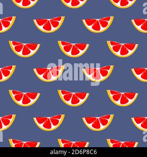 Citrus piecess,seamless pattern on dark violet background. Stock Vector