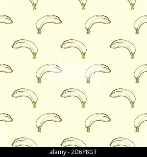 Baby bananas,seamless pattern on beige background. Stock Vector