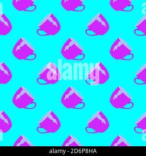 Broken cup,seamless pattern on light blue background. Stock Vector