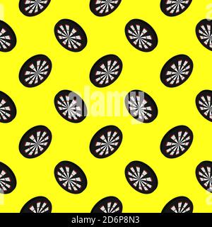 Dart board,seamless pattern on yellow background. Stock Vector