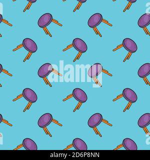 Purple cute chairs,seamless pattern on light blue background. Stock Vector
