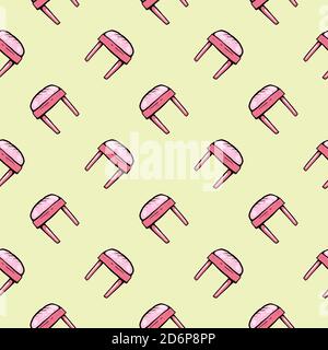 Small pink chairs,seamless pattern on light yellow background. Stock Vector