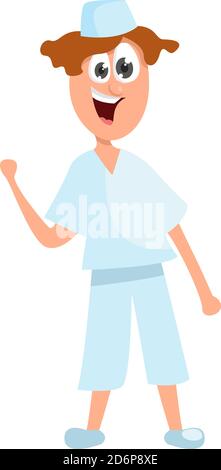 Crazy doctor, illustration, vector on white background. Stock Vector