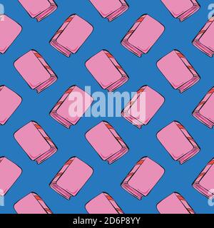 Pink books,seamless pattern on dark blue background. Stock Vector