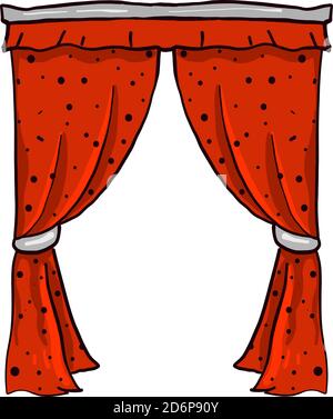 Red curtains, illustration, vector on white background. Stock Vector