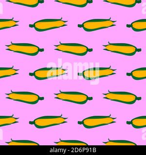 Yellow corn,seamless pattern on pink background. Stock Vector
