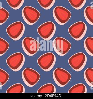Mochi in half,seamless pattern on dark purple background. Stock Vector
