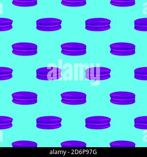 Purple macaroons,seamless pattern on blue background. Stock Vector