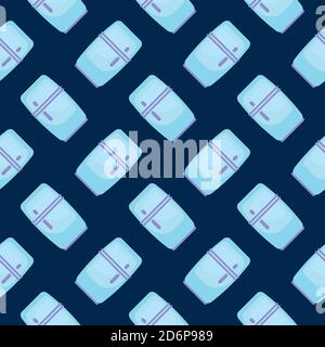 Blue fridge,seamless pattern on dark blue background. Stock Vector