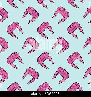 Fancy pink chairs,seamless pattern on blue background. Stock Vector
